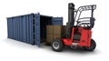 Forklift truck loading a container Royalty Free Stock Photo