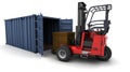 Forklift truck loading a container Royalty Free Stock Photo