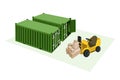 Forklift Truck Loading Shipping Boxes into Freight Royalty Free Stock Photo