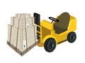 A Forklift Truck Loading Shipping Boxs with Steel
