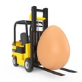 Forklift Truck moves Big Brown Easter Egg. 3d Rendering