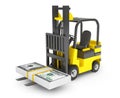 Forklift Truck moves Dollars