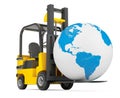 Forklift Truck moves Earth Globe