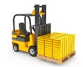 Forklift Truck moves Golden Bars