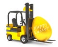 Forklift Truck moves Golden Easter Egg