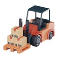 Forklift truck pallet cardboard boxes icon, efficient logistics solutions 3D render