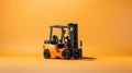 Hyperrealistic Orange Forklift Truck On Solid Background