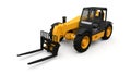 Forklift truck on a white isolated background. 3d rendering. Royalty Free Stock Photo