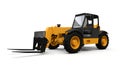 Forklift truck on a white isolated background. 3d rendering. Royalty Free Stock Photo