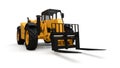 Forklift truck on a white isolated background. 3d rendering. Royalty Free Stock Photo