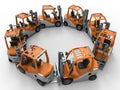 Forklift trucks circular pattern Royalty Free Stock Photo