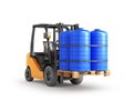 Forklift trucks with plastic containers Royalty Free Stock Photo