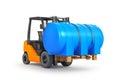 Forklift trucks with water tanks.