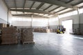 Forklift in warehouse