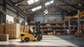 The forklift in a warehouse.AI generated image Royalty Free Stock Photo