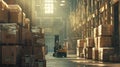 A Forklift in a Warehouse.AI generated image Royalty Free Stock Photo