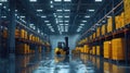 A forklift in a warehouse.AI generated image Royalty Free Stock Photo