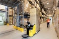 Forklift in warehouse