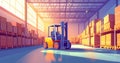Forklift at Work in Today's Contemporary Warehouse Setting Royalty Free Stock Photo