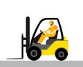 Forklift with a worker. Vector illustration in flat style Royalty Free Stock Photo
