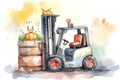 forklift working in shop, concept of Industrial equipment