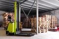 Forklifter stacker in warehouse