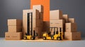 Forklifts with Boxes in Warehouse Setting for Logistics Concept Royalty Free Stock Photo