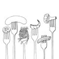 Forks with foods