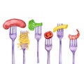 Forks with foods
