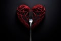 Forks heart valentine dish. Generate Ai