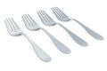 Forks in a row, 3D rendering Royalty Free Stock Photo