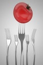 Forks and tomato vegan concept Royalty Free Stock Photo