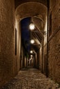 Forli, Emilia Romagna, Italy: dark alley in the old town Royalty Free Stock Photo