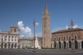 Forli Italy: Aurelio Saffi square with church of San Mercurial Royalty Free Stock Photo