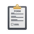 Form on clipboard isolated on white background Royalty Free Stock Photo