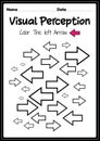 Form constancy worksheet visual perceptual skills activity of occupation therapy arrow recognition for preschool and kindergarten Royalty Free Stock Photo