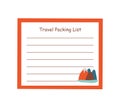 Checklist with empty space for notes, list for road, travel. Vector illustration for print