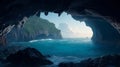 A cinematic view of the ocean, from a cave Generative AI