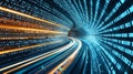 In the form of streamed data, binary data is moving along a digital highway. Stock Royalty Free Stock Photo