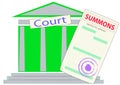 The form of the summons on the background of the courthouse Royalty Free Stock Photo