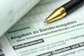 Form for the tax return to the German tax office
