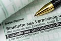Form for the tax return to the German tax office