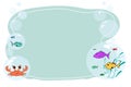 Form for text and notes with a cartoon crab and fish. Vector blank for a banner on the marine theme. Form for notes with crab and Royalty Free Stock Photo