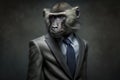 Formal Baboon Portrait for Business Cards and Presentations.