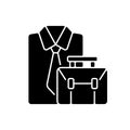 Formal clothing and briefcase black glyph icon