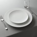 Formal dining setting featuring a neat arrangement on a gray tablecloth. Two white Royalty Free Stock Photo