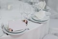 Formal dinner service as at a wedding banquet Royalty Free Stock Photo