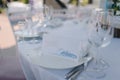 Formal dinner service as at a wedding banquet Royalty Free Stock Photo