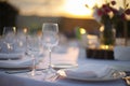 Formal dinner service at a wedding banquet Royalty Free Stock Photo