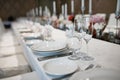 Formal dinner service at a wedding banquet Royalty Free Stock Photo